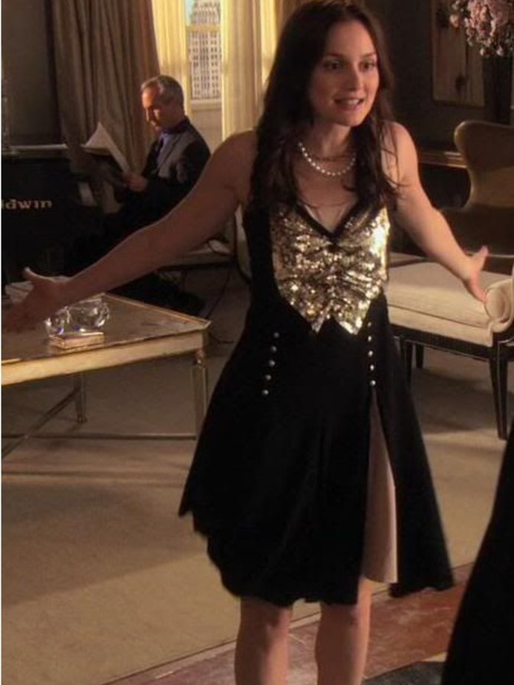 Marc Jacobs Black Mini Dress with Gold Sequin Bodice